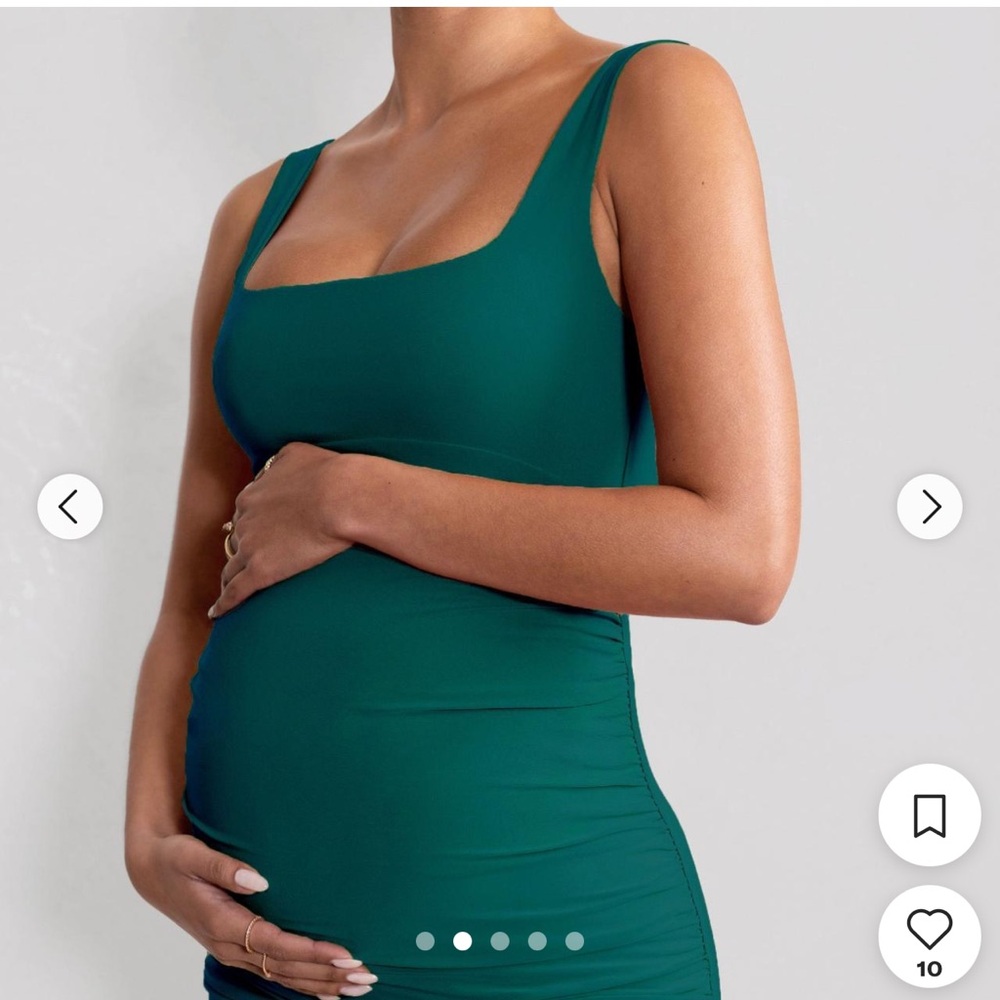 Avril-Bottle Green Square Neck Maternity Maxi Dress (Club L London) - Picture 8 of 9